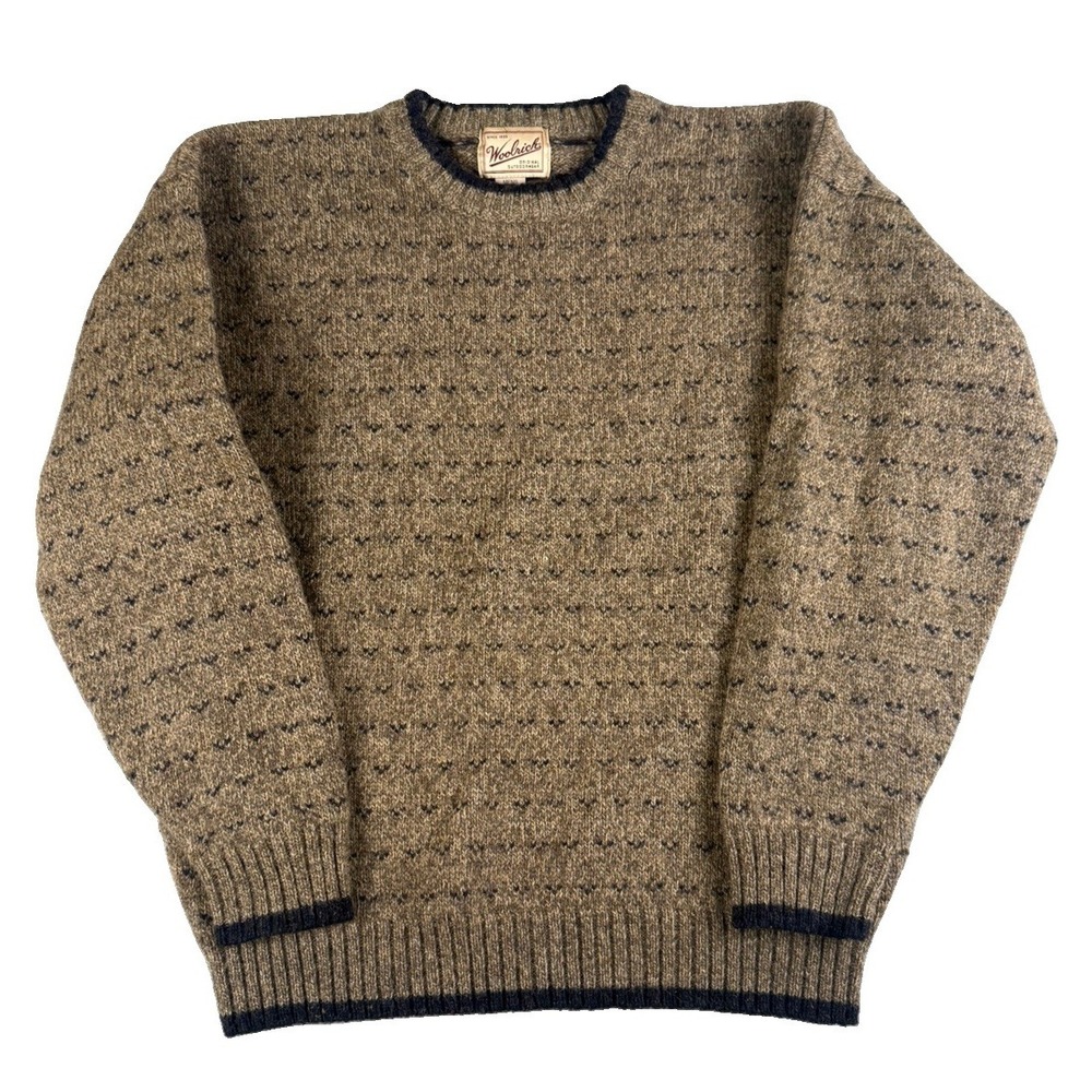 Woolrich Sweater Mens L Brown Fair Isle Crewneck Knit Outdoor Heritage Pullover